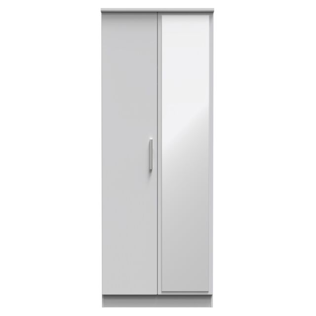 Ready Assembled 2 U Windsor Tall 2 Door Mirrored Wardrobe (Ready Assembled) in Mid Grey - image 1