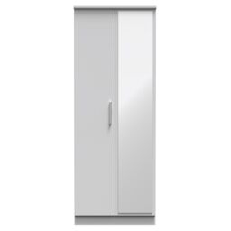 Ready Assembled 2 U Windsor Tall 2 Door Mirrored Wardrobe (Ready Assembled) in Mid Grey - thumbnail 1