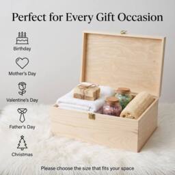 FLAVORA Medium-Natural Finish Wooden Storage Box DIY Crate in Nude - Size: 500mm - thumbnail 6