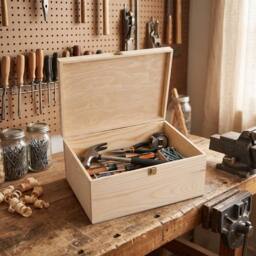 FLAVORA Medium-Natural Finish Wooden Storage Box DIY Crate in Nude - Size: 500mm - thumbnail 5
