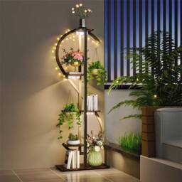 EONLION Metal Plant Stand Indoor with Grow Lights in Brown - thumbnail 3