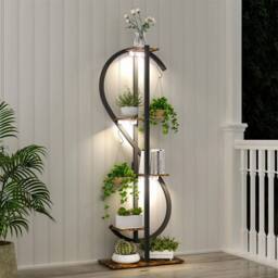 EONLION Metal Plant Stand Indoor with Grow Lights in Brown - thumbnail 4