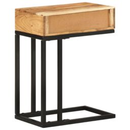 Berkfield Home U-Shaped Side Table 45x30x61cm Solid Acacia Wood in Brown - Size: 45 x 30 x 61 cm - thumbnail 4