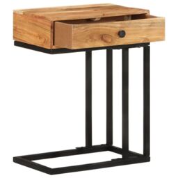 Berkfield Home U-Shaped Side Table 45x30x61cm Solid Acacia Wood in Brown - Size: 45 x 30 x 61 cm - thumbnail 2