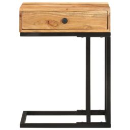 Berkfield Home U-Shaped Side Table 45x30x61cm Solid Acacia Wood in Brown - Size: 45 x 30 x 61 cm - thumbnail 3