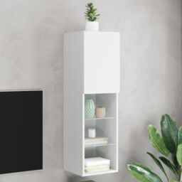 Berkfield Home TV Cabinet with LED Lights White 30.5x30x102 cm - thumbnail 1