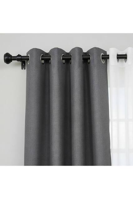 Living and Home Glossy Black Metal Telescopic Curtain Rod with Brackets - Size: 180 cm