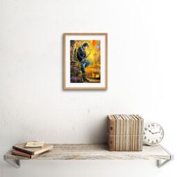 "Artery8 Wall Art Print Musician Jazz Saxophone Art Framed 9x7 inch in Beige - Size: W7"" x H9""" - thumbnail 2