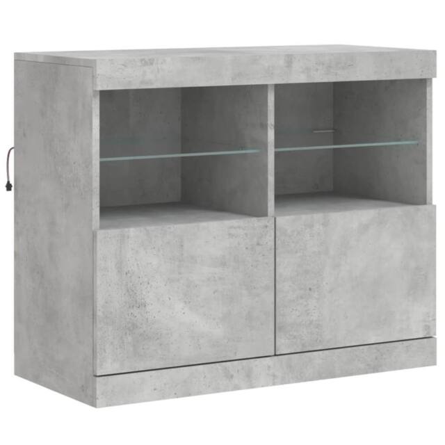 Berkfield Home Sideboard with LED Lights Concrete Grey 81x37x67 cm - Size: 81 x 37 x 67 cm - image 1