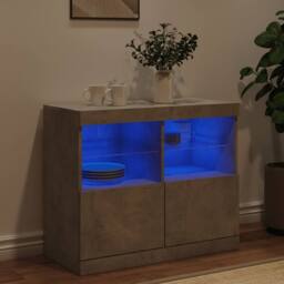 Berkfield Home Sideboard with LED Lights Concrete Grey 81x37x67 cm - Size: 81 x 37 x 67 cm - thumbnail 4