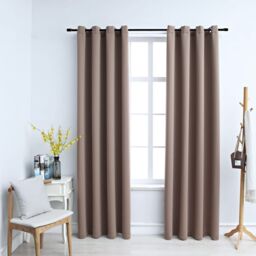 Berkfield Home Blackout Curtains with Metal Rings 2 pcs Taupe 140x225 cm - thumbnail 1