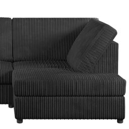 Furnishings For Less UK Luxor Jumbo Cord Large 5 Seater Corner Sofa Long Right Hand Full Back in Black - thumbnail 3
