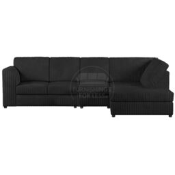 Furnishings For Less UK Luxor Jumbo Cord Large 5 Seater Corner Sofa Long Right Hand Full Back in Black - thumbnail 1
