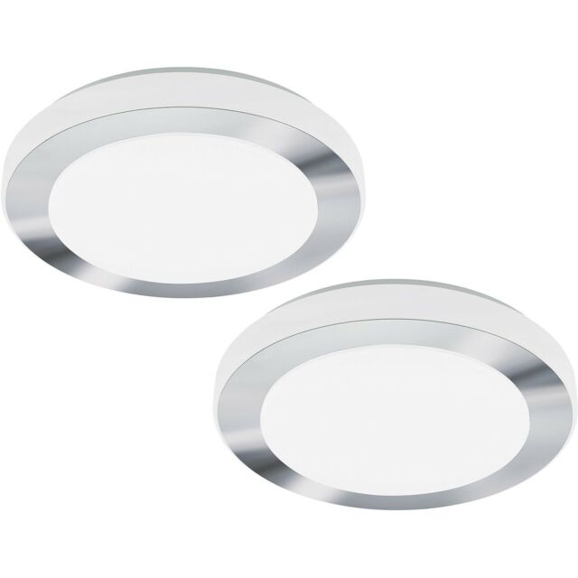 Loops 2 PACK Wall Flush Ceiling Light Colour White Chrome Shade White Plastic LED 16W - image 1