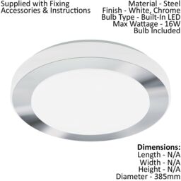 Loops 2 PACK Wall Flush Ceiling Light Colour White Chrome Shade White Plastic LED 16W - thumbnail 2