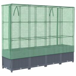 Berkfield Home Raised Bed with Greenhouse Cover Rattan Look 160x40x138 cm in Black - Size: 160 x 40 x 138 cm - thumbnail 6