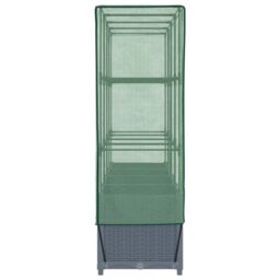 Berkfield Home Raised Bed with Greenhouse Cover Rattan Look 160x40x138 cm in Black - Size: 160 x 40 x 138 cm - thumbnail 5