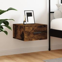 Berkfield Home Wall-mounted Bedside Cabinet Smoked Oak 35x35x20 cm in Brown - Size: 35 x 35 x 20 cm - thumbnail 1