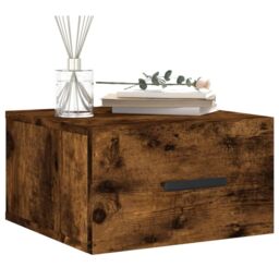 Berkfield Home Wall-mounted Bedside Cabinet Smoked Oak 35x35x20 cm in Brown - Size: 35 x 35 x 20 cm - thumbnail 3