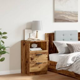 Berkfield Home Bedside Cabinet Old Wood 40x36x65 cm Engineered Wood in Brown - Size: 40 x 36 x 65 cm - thumbnail 4