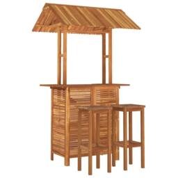 Berkfield Home 3 Piece Garden Bar Set Solid Wood Acacia in Brown - thumbnail 3