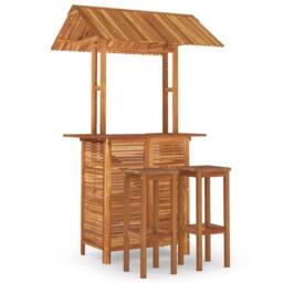 Berkfield Home 3 Piece Garden Bar Set Solid Wood Acacia in Brown - thumbnail 2