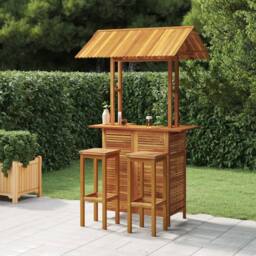Berkfield Home 3 Piece Garden Bar Set Solid Wood Acacia in Brown - thumbnail 1