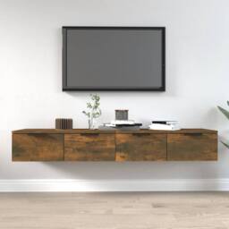 Berkfield Home Wall Cabinets 2 pcs Smoked Oak 68x30x20 cm Engineered Wood in Brown - Size: 68 x 30 x 20 cm - thumbnail 2