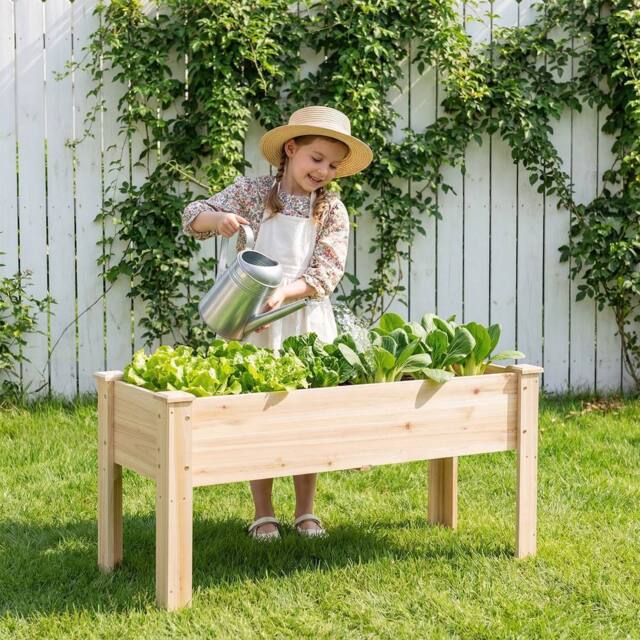 Costway 80 kg Heavy-Duty Elevated Planter Box Wooden Raised Garden Bed w/ Legs in Natural - image 1
