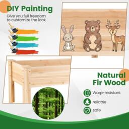 Costway 80 kg Heavy-Duty Elevated Planter Box Wooden Raised Garden Bed w/ Legs in Natural - thumbnail 5