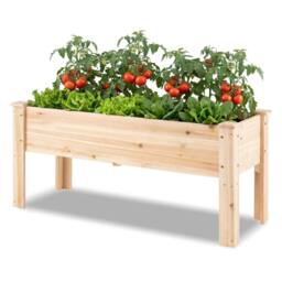 Costway 80 kg Heavy-Duty Elevated Planter Box Wooden Raised Garden Bed w/ Legs in Natural - thumbnail 9