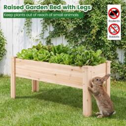 Costway 80 kg Heavy-Duty Elevated Planter Box Wooden Raised Garden Bed w/ Legs in Natural - thumbnail 7