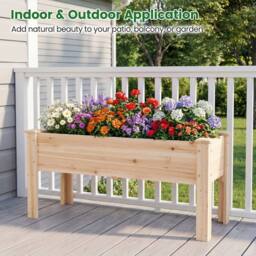 Costway 80 kg Heavy-Duty Elevated Planter Box Wooden Raised Garden Bed w/ Legs in Natural - thumbnail 4