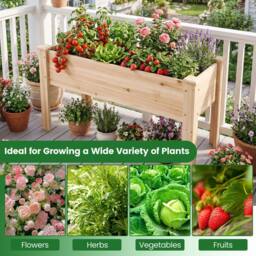 Costway 80 kg Heavy-Duty Elevated Planter Box Wooden Raised Garden Bed w/ Legs in Natural - thumbnail 8