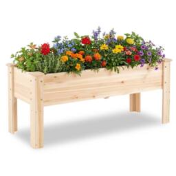 Costway 80 kg Heavy-Duty Elevated Planter Box Wooden Raised Garden Bed w/ Legs in Natural - thumbnail 3