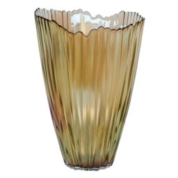 Ivyline Mocha Rippled Glass Vase H25Cm W14.5Cm in Beige - thumbnail 3