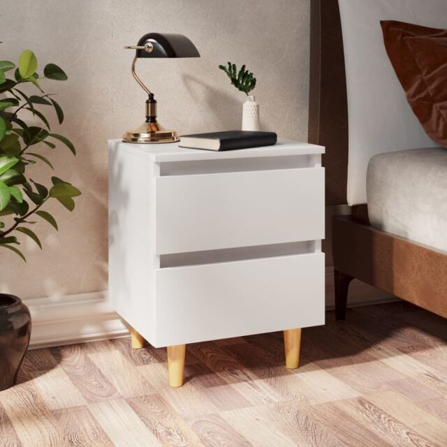 Berkfield Home Bed Cabinet with Solid Pinewood Legs White 40x35x50 cm - Size: 40 x 35 x 50 cm - image 1
