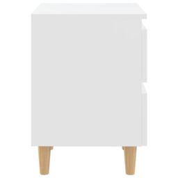 Berkfield Home Bed Cabinet with Solid Pinewood Legs White 40x35x50 cm - Size: 40 x 35 x 50 cm - thumbnail 4