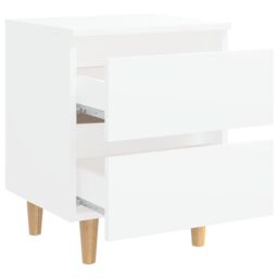Berkfield Home Bed Cabinet with Solid Pinewood Legs White 40x35x50 cm - Size: 40 x 35 x 50 cm - thumbnail 5