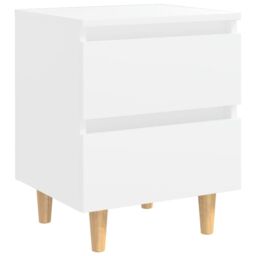 Berkfield Home Bed Cabinet with Solid Pinewood Legs White 40x35x50 cm - Size: 40 x 35 x 50 cm - thumbnail 2