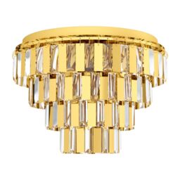 Loops Flush Ceiling Light Colour Brass Shade Tiered Clear Crystals Bulb E14 7x40W in Metallics