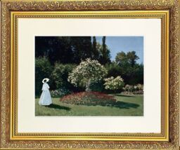 Frames & Mirrors 4U Garden 2 Mounted & Framed Print in Gold Dahlia Frame 91 x 71 CM - Size: W91 CM x H71 CM