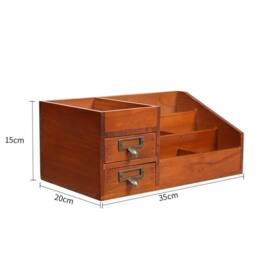 VOGREX Vintage Wooden Desktop Makeup Storage Box in Brown - thumbnail 6