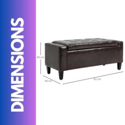 FURNOS Tufted Faux Leather Ottoman Bench Seat With Storage in Brown - thumbnail 6