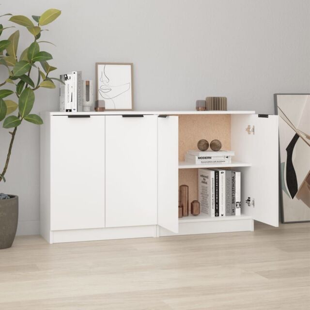 Berkfield Home Sideboards 2 pcs White 60x30x70 cm Engineered Wood - Size: 60 x 30 x 70 cm - image 1