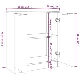 Berkfield Home Sideboards 2 pcs White 60x30x70 cm Engineered Wood - Size: 60 x 30 x 70 cm - thumbnail 6