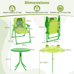 Gymax Picnic Table & Chair Set Collapsible Toddler Activity Table-Frog in Bright Green - thumbnail 3