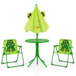 Gymax Picnic Table & Chair Set Collapsible Toddler Activity Table-Frog in Bright Green - thumbnail 2
