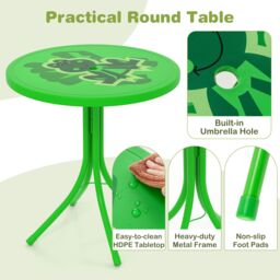 Gymax Picnic Table & Chair Set Collapsible Toddler Activity Table-Frog in Bright Green - thumbnail 7