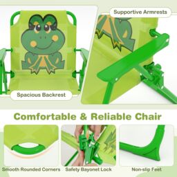 Gymax Picnic Table & Chair Set Collapsible Toddler Activity Table-Frog in Bright Green - thumbnail 8